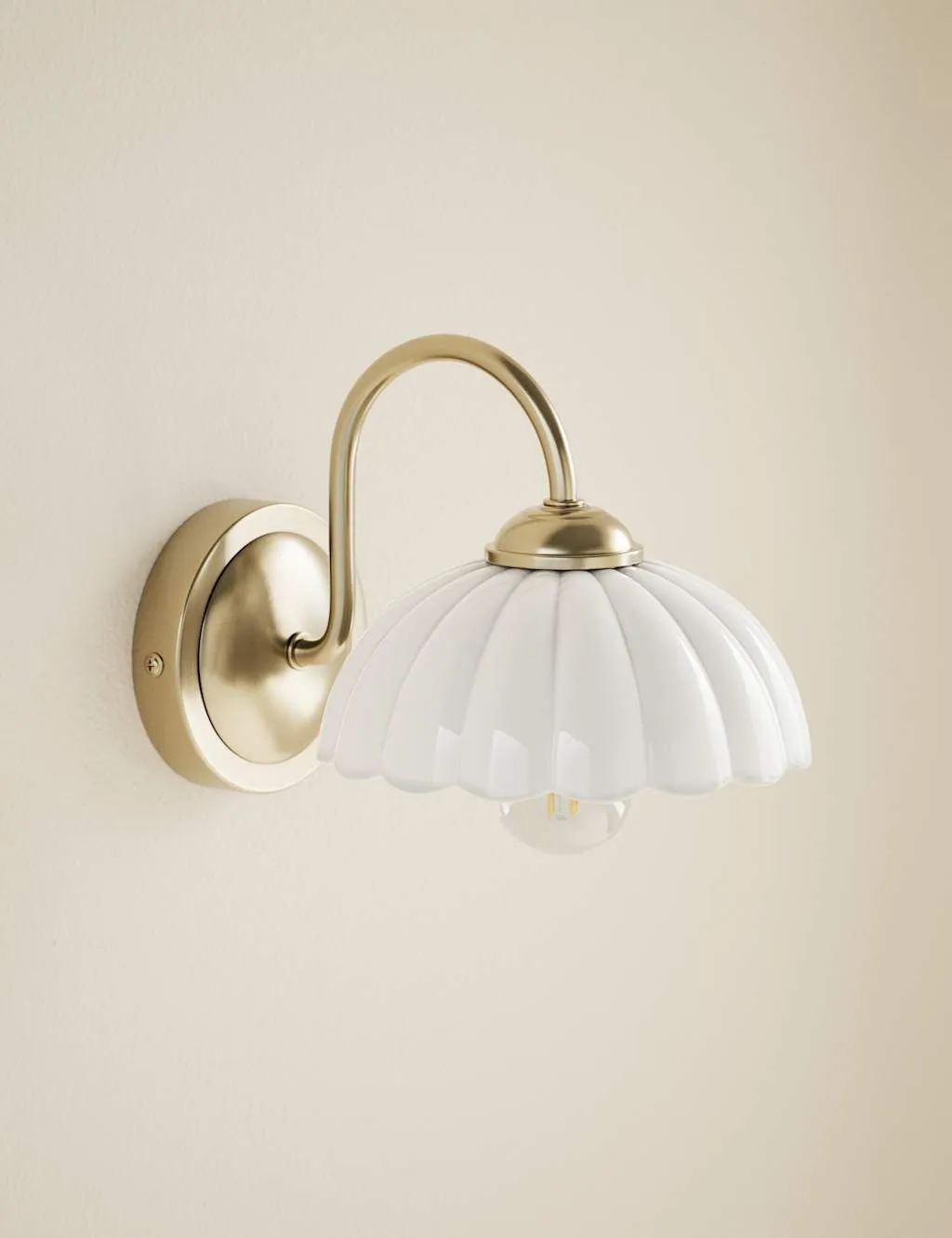 M&S Scalloped Glass Shade Wall Light White