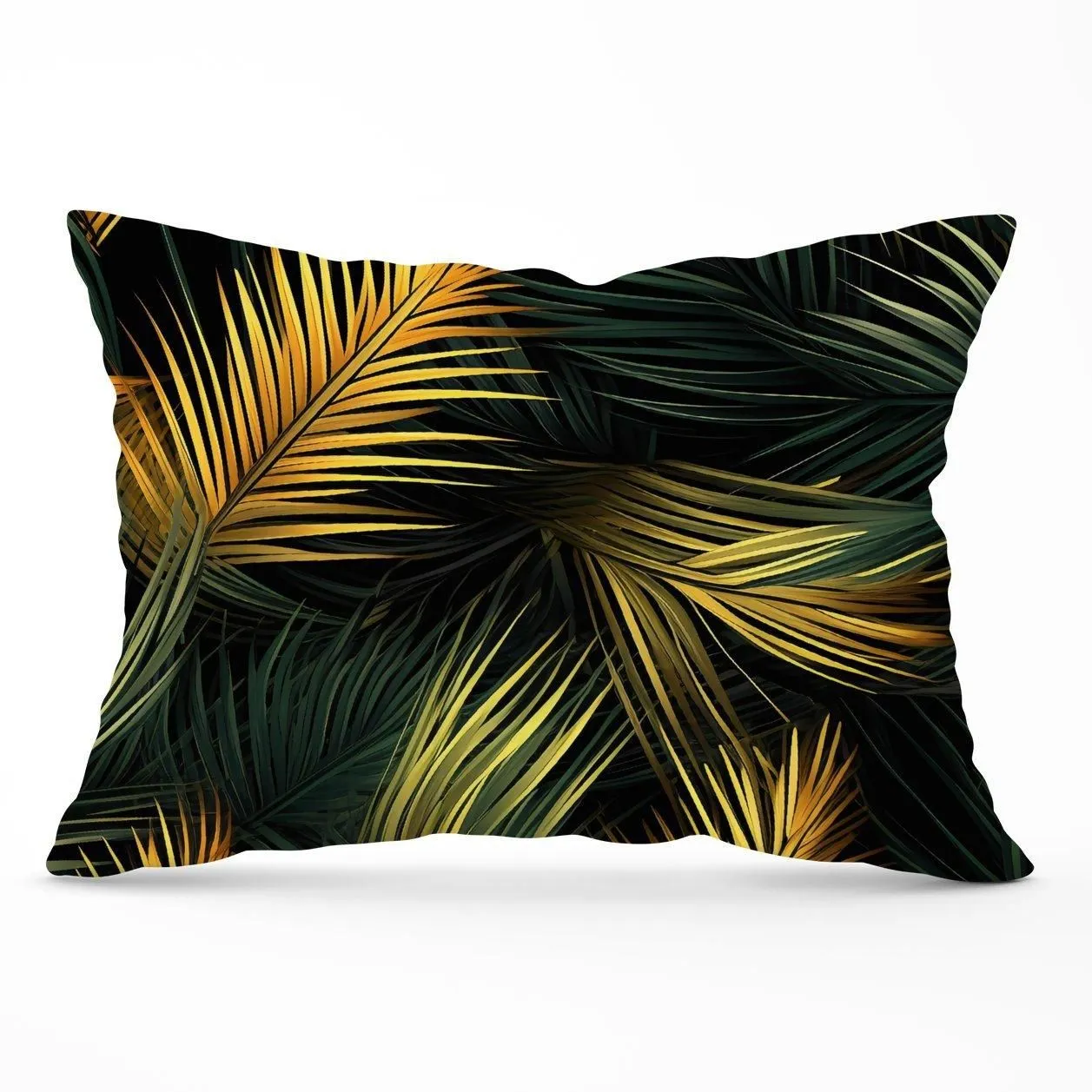 Warren Reed - Designer Golden Palm Leaves Cushions in Green