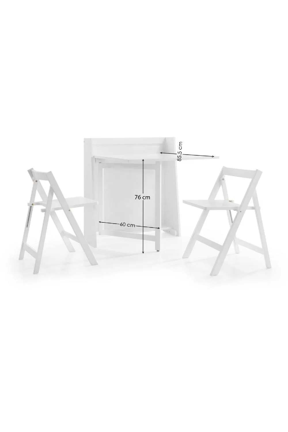 Julian Bowen Helsinki 2 Seater Compact Drop Leaf Dining Set with Folding Chairs in White 4