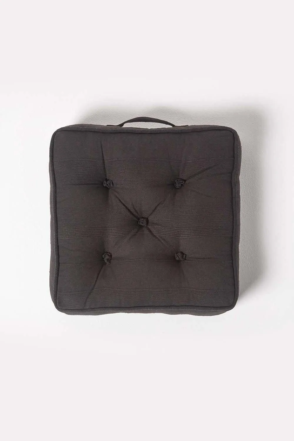 Homescapes Rajput Ribbed Cotton Floor Cushion in Black 3