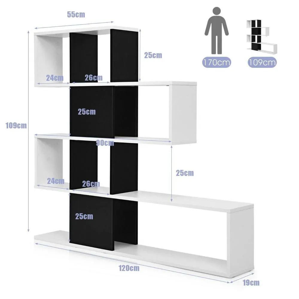 Costway 4-Tier Freestanding Bookshelf Wooden Ladder Display Shelf 2