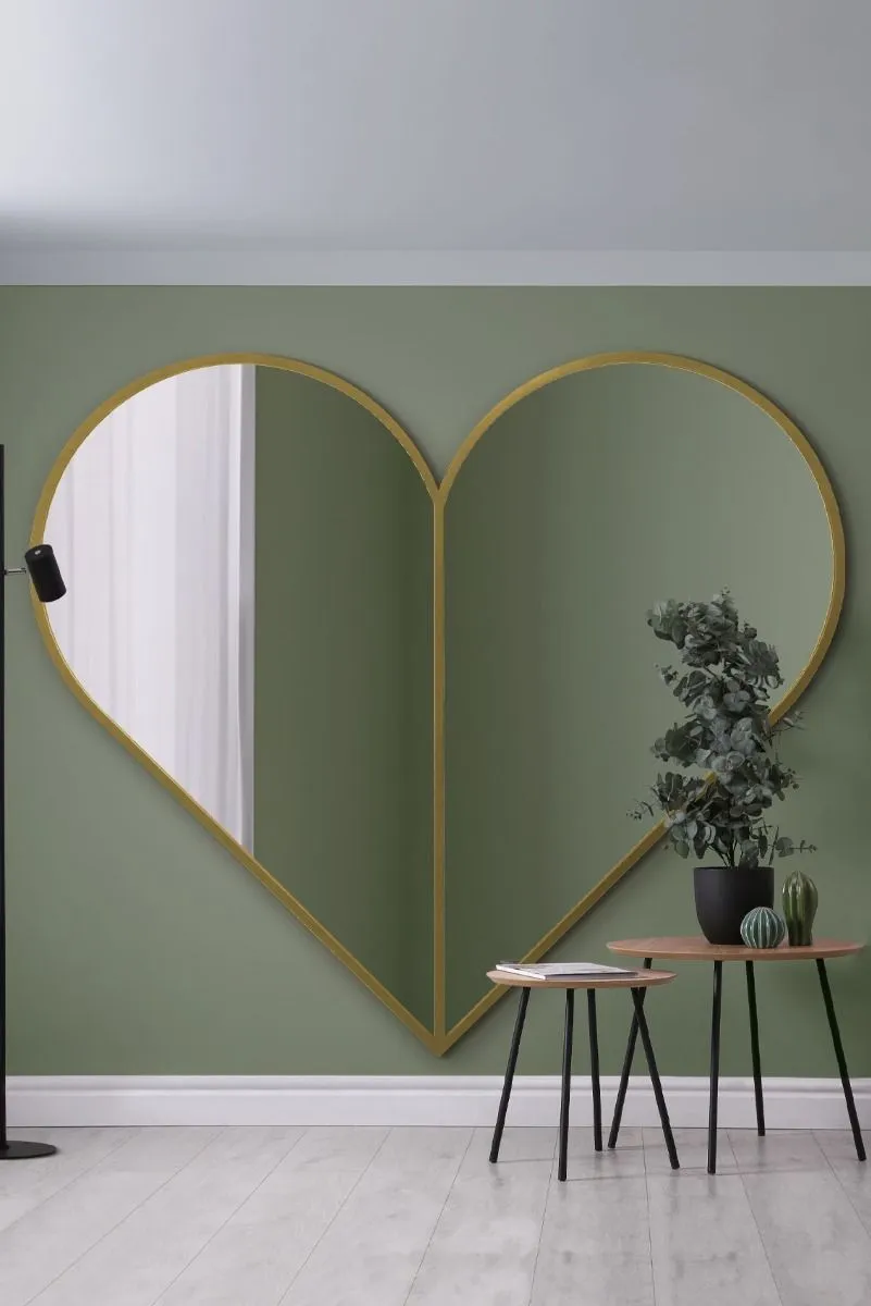 MirrorOutlet Gold Metal Framed Heart Shaped Leaner/Wall Mirror (180CM X 180CM) 2