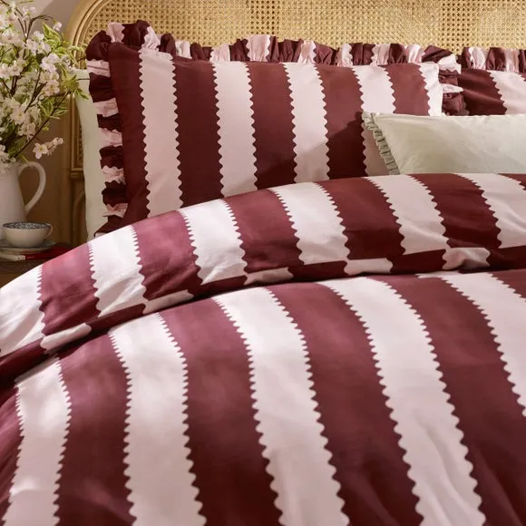 Furn. Birdie Stripe Polycotton Duvet Cover & Pillowcase Set 2