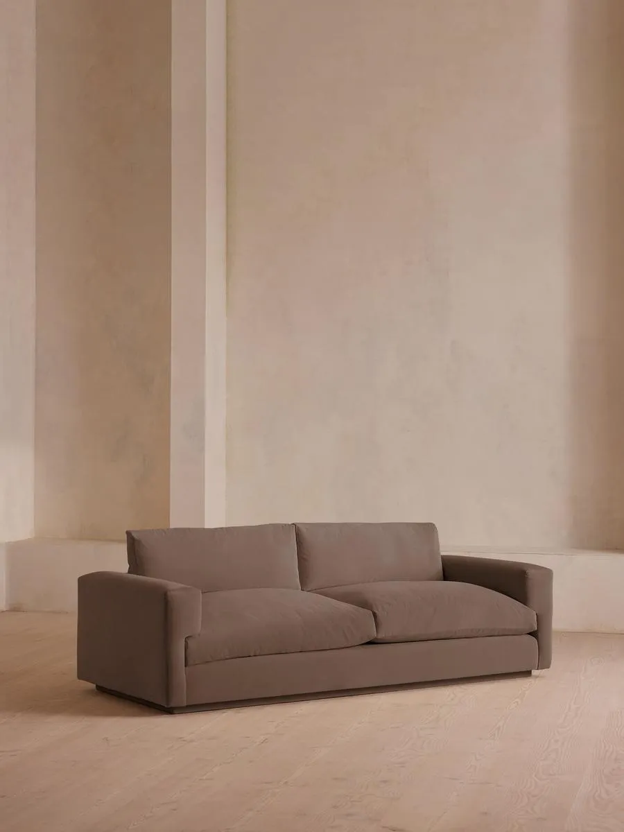 Mossley Three Seater Sofa, Velvet, Taupe