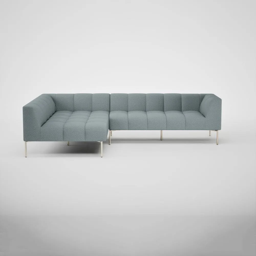 Heal's Quadro Left Hand Facing Chaise Sofa Loop Boucle Sky Stainless Steel Feet 2