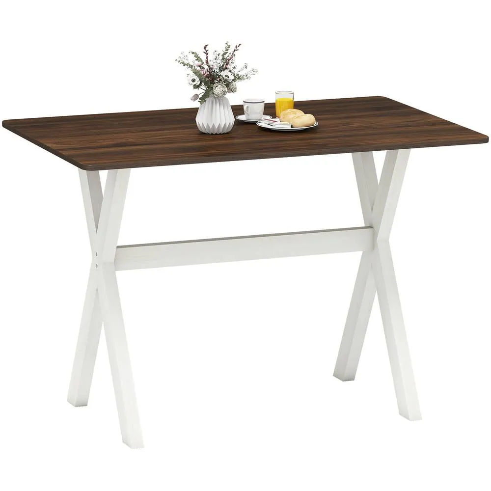 Costway Modern Dining Table Wooden Kitchen Table with X-shaped Frame-Brown in Brown