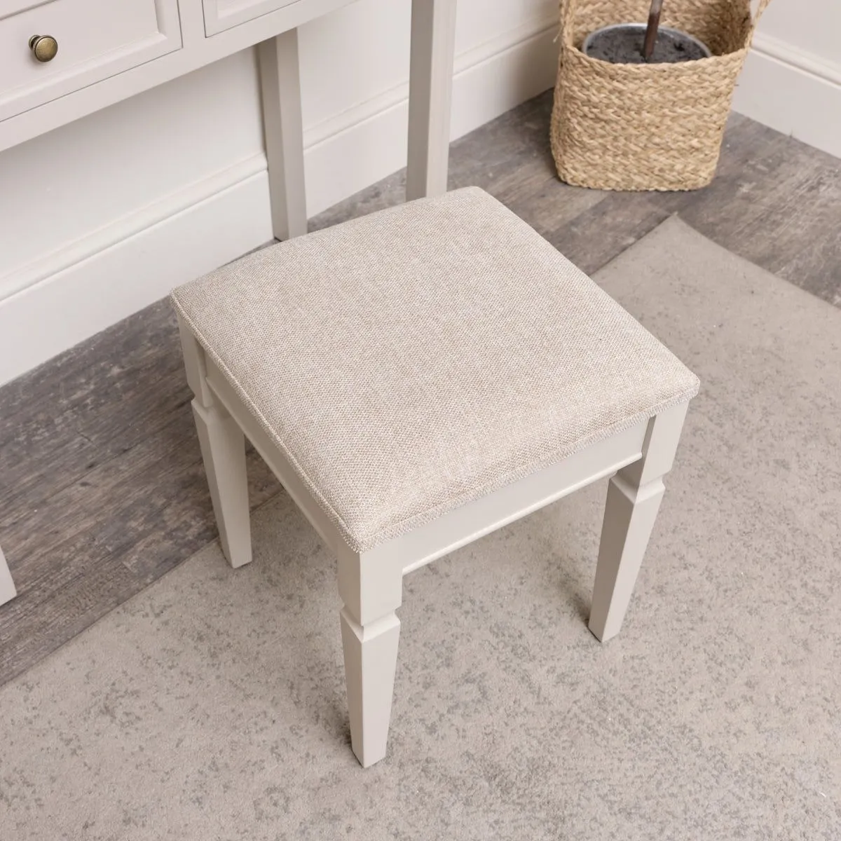 Melody Maison Taupe-Grey Cushioned Dressing Table Stool - Daventry Taupe-Grey Range in Taupe 4
