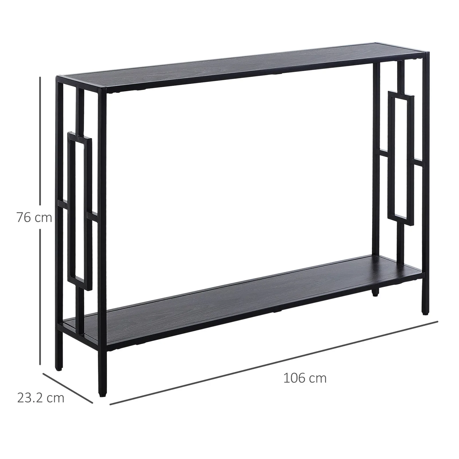 HOMCOM Industrial Console Table w/ Storage Shelf Black Metal Frame in Grey 3