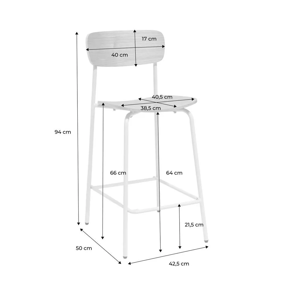 sweeek Vintage metal & plywood bar stool (set of 2) in Beige 3