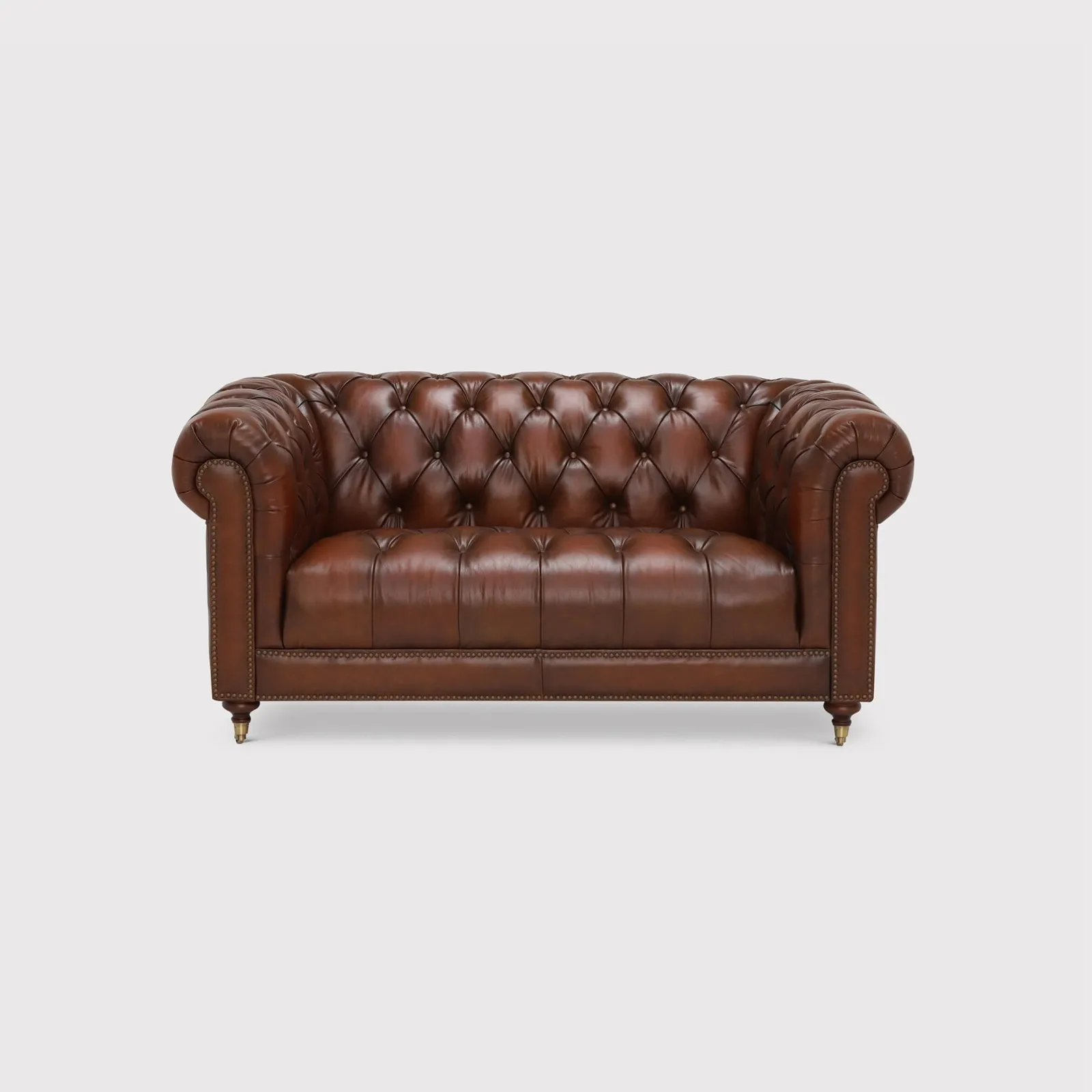Ullswater 2 Seater Leather Chesterfield Sofa, Brown | Barker & Stonehouse