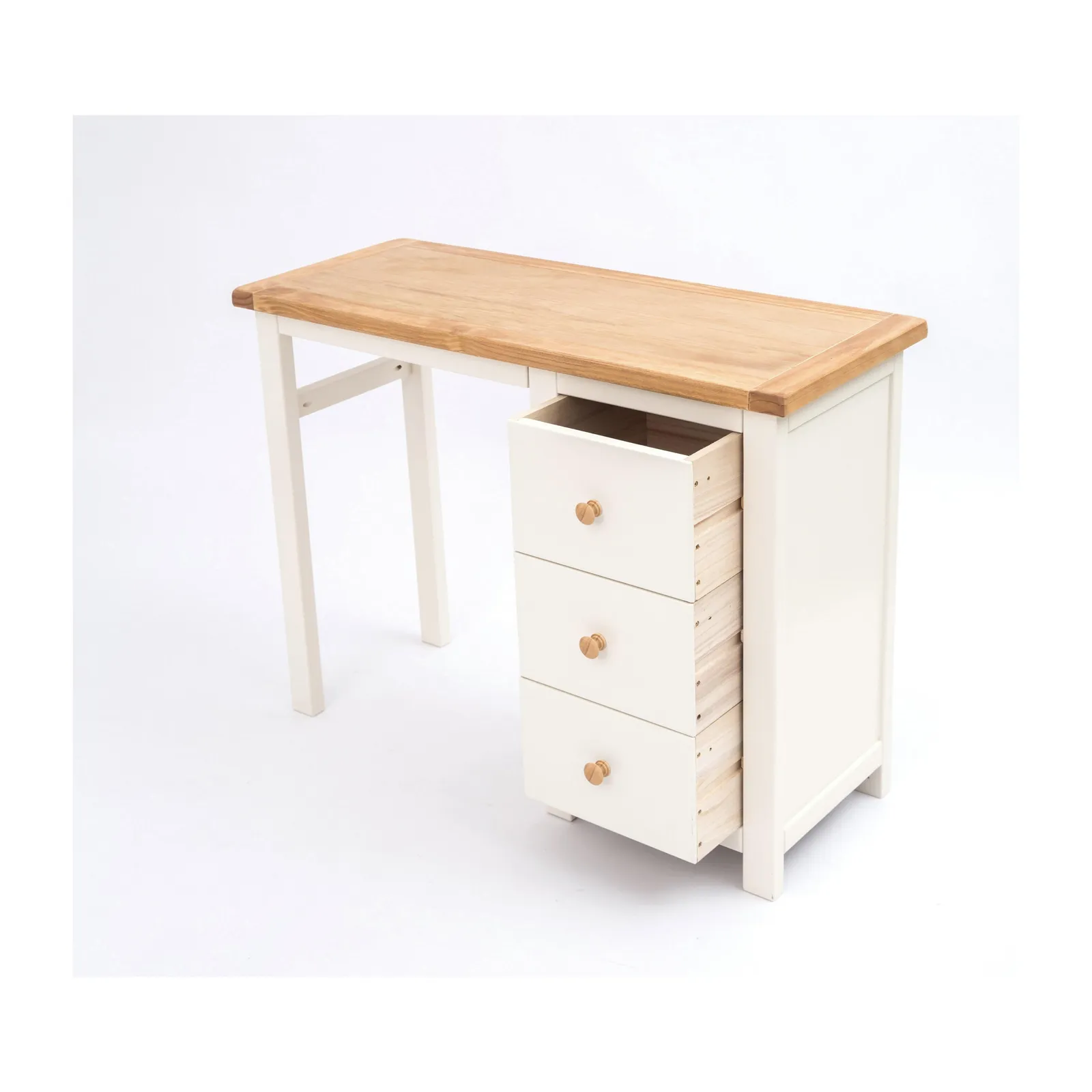 Cabinet Bits Castelli 3 Drawer Dressing Table Set Wood Knob in Off-White 4