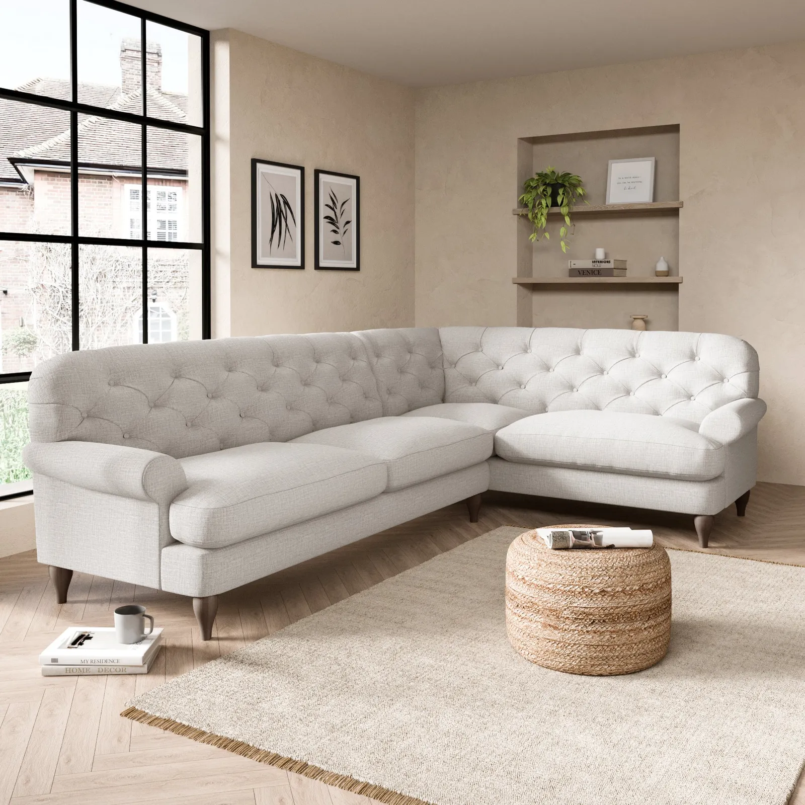 Canterbury Textured Weave Right Hand Corner Sofa Textured Weave Sandstone
