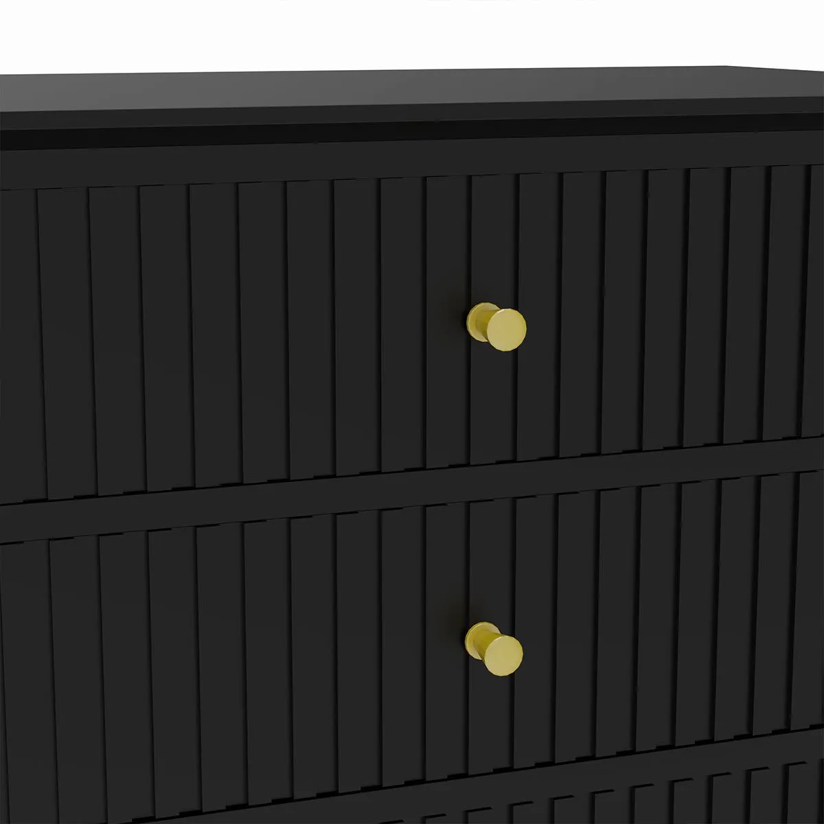Melody Maison Wide 3 Drawer Chest Of Drawers & Pair Of Large Bedside Tables - Hales Black Range 2