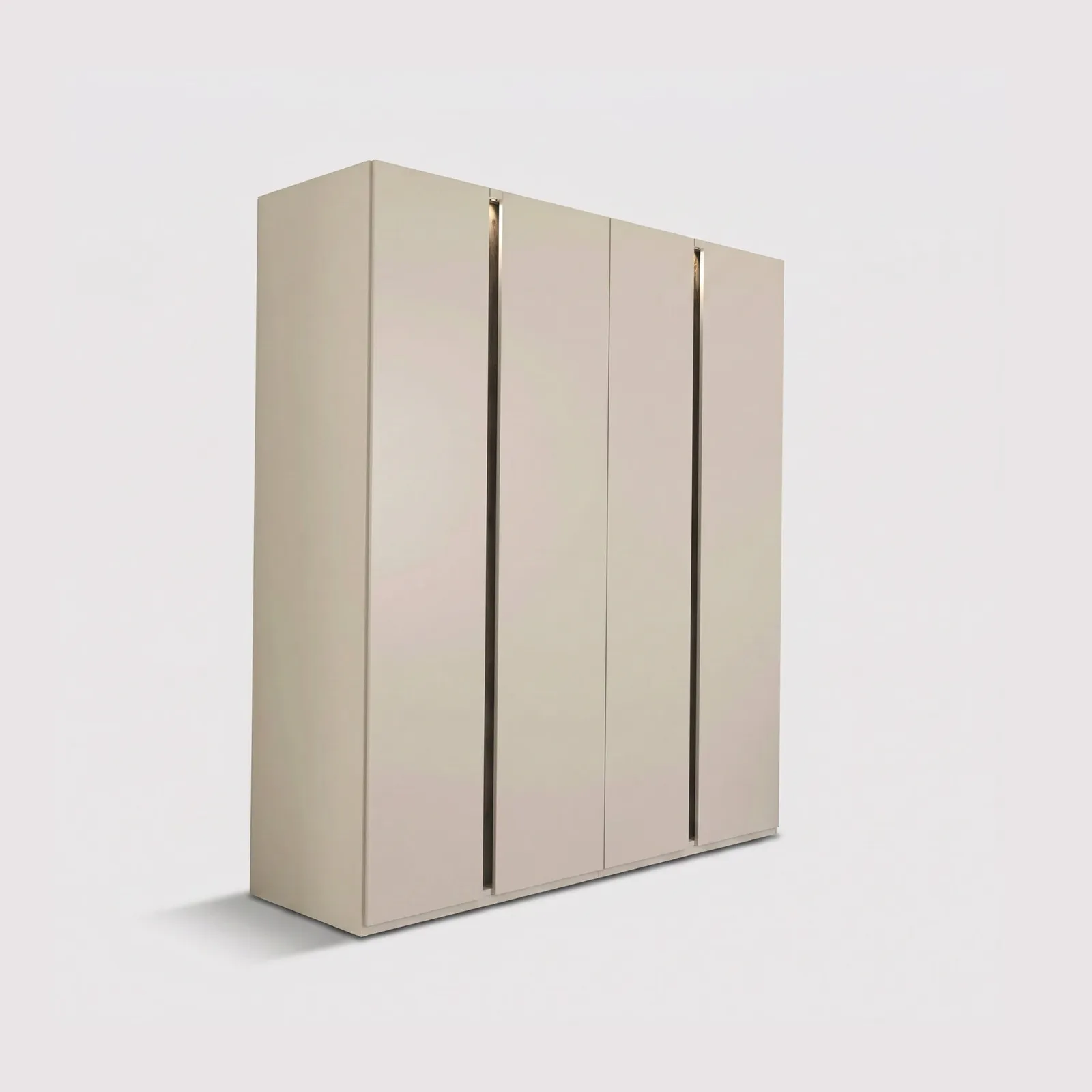 Arvada 4 Door Hinged Wardrobe With Lighting, Neutral Wood | Barker & Stonehouse