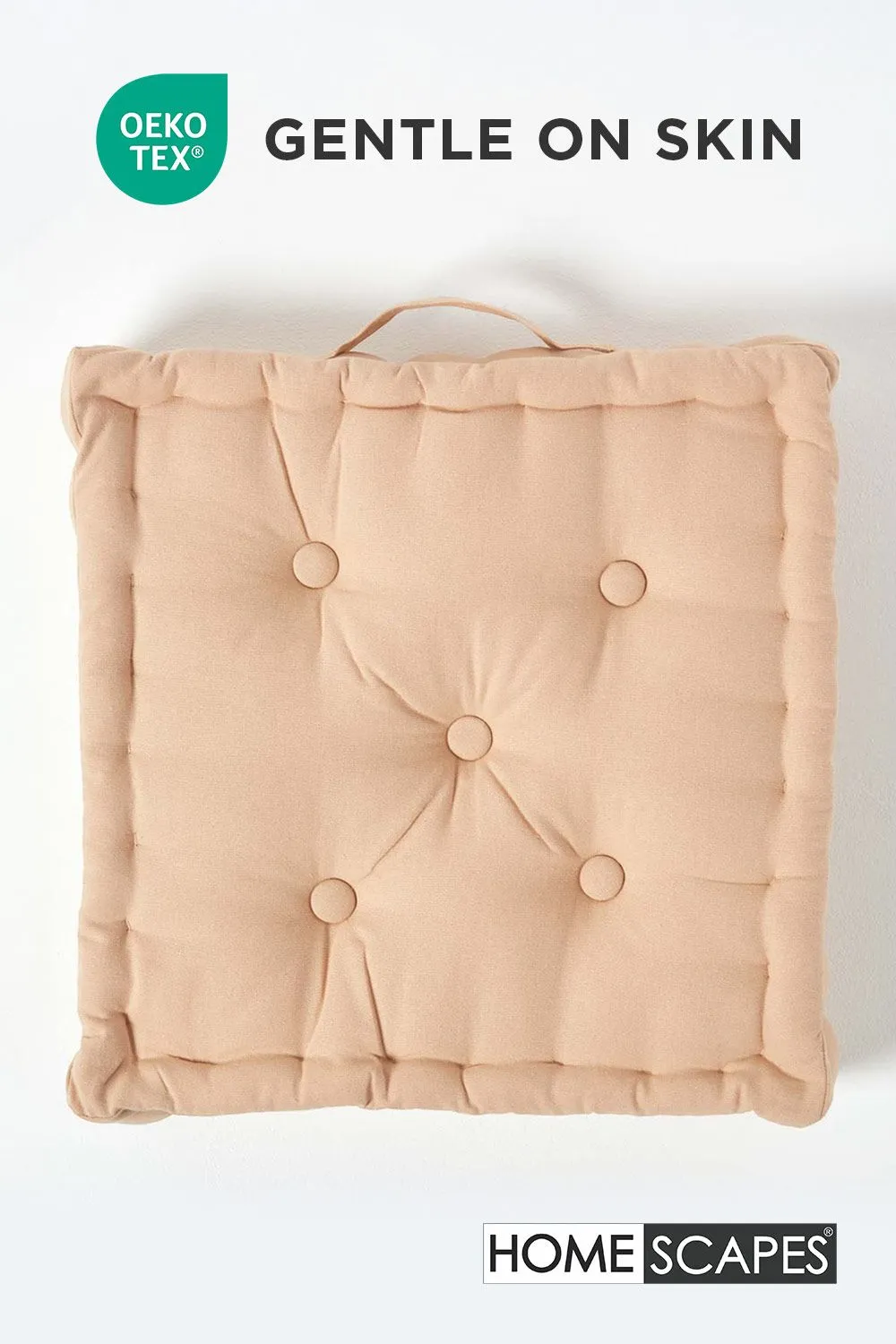 Homescapes Plain Cotton Floor Cushion in Natural 3