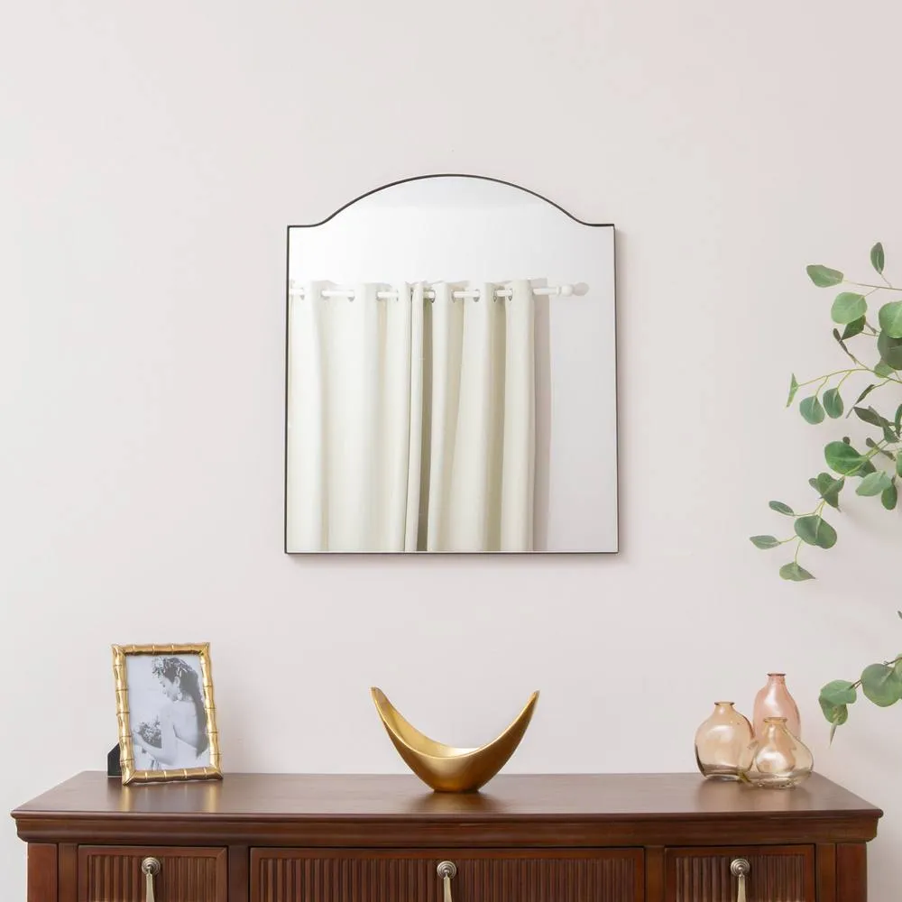 Melody Maison Matte Black Metal Framed Wall Mirror - 50cm X 65cm