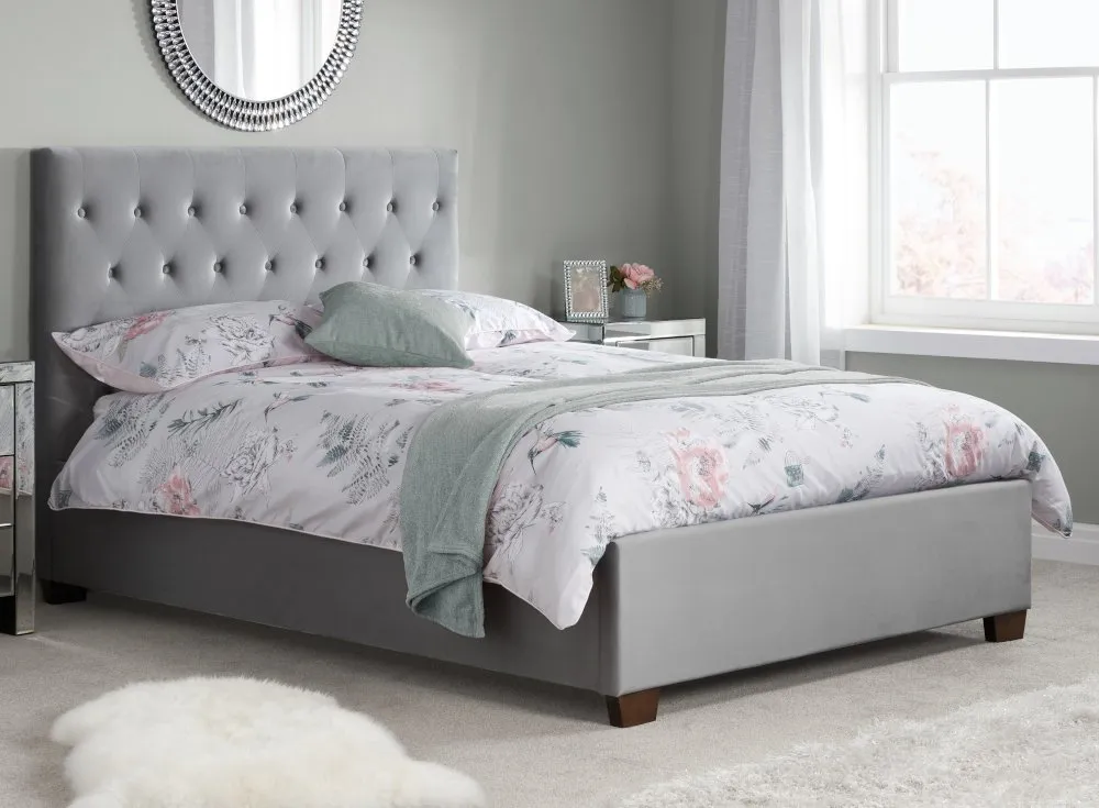 Cologne Grey Fabric Bed - 4ft6 Double