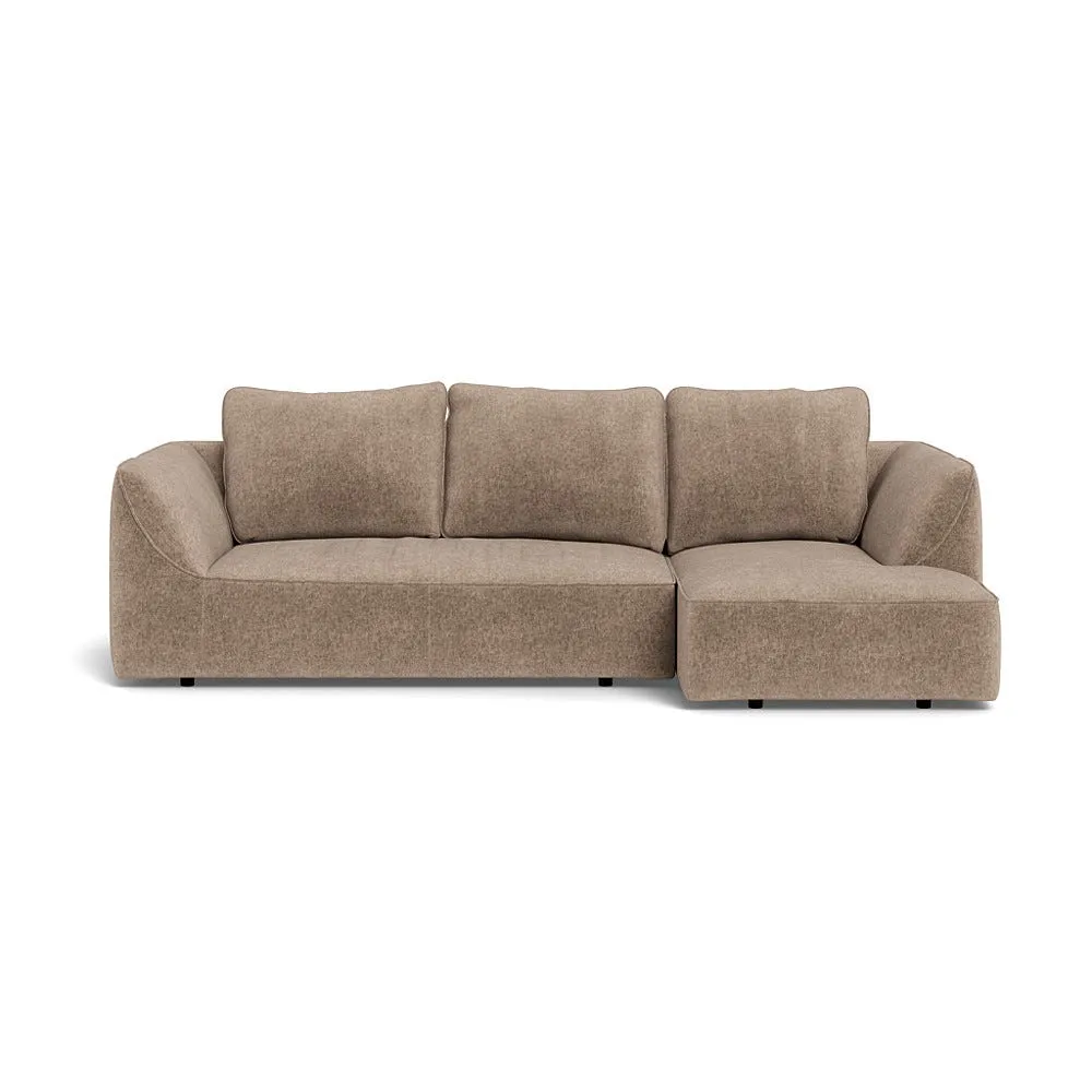 Heal's Morven Right Hand Facing Corner Chaise Sofa Boucle Velvet Rocky Black Feet 1