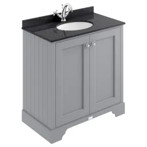 Bayswater Victrion Plummett Grey Traditional Freestanding Vanity Unit & Black Marble Top Basin - 800mm