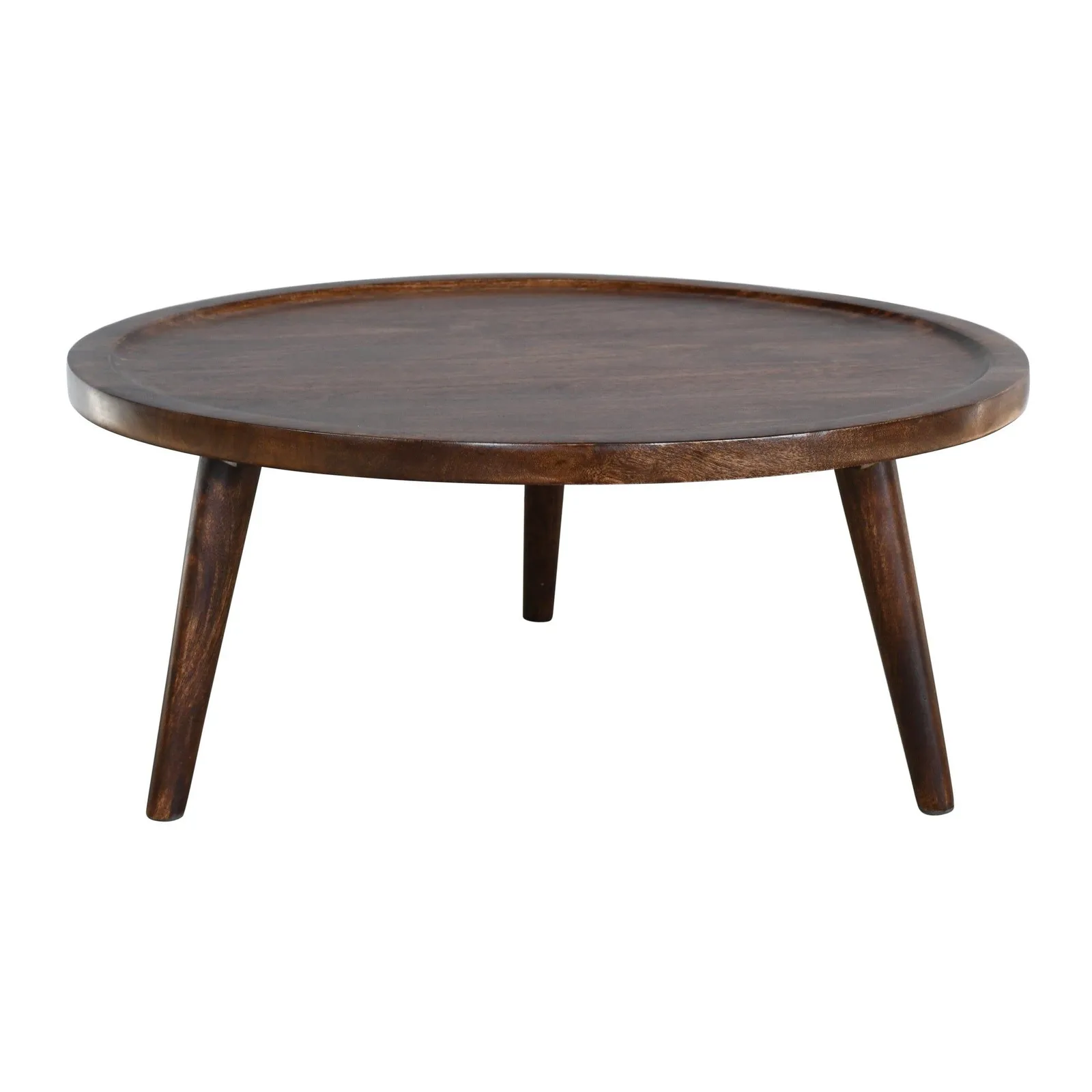 IH Design Dark Mango Wood Round Low Coffee Table in Brown 2