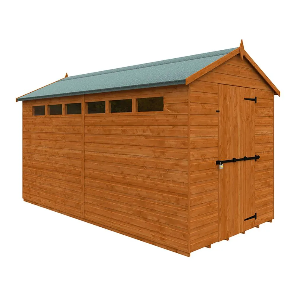 Buttercup Farm 12 x 6 Feet Security Apex 12mm Shed - Solid Wood/Softwood/Pine in Burnt Orange