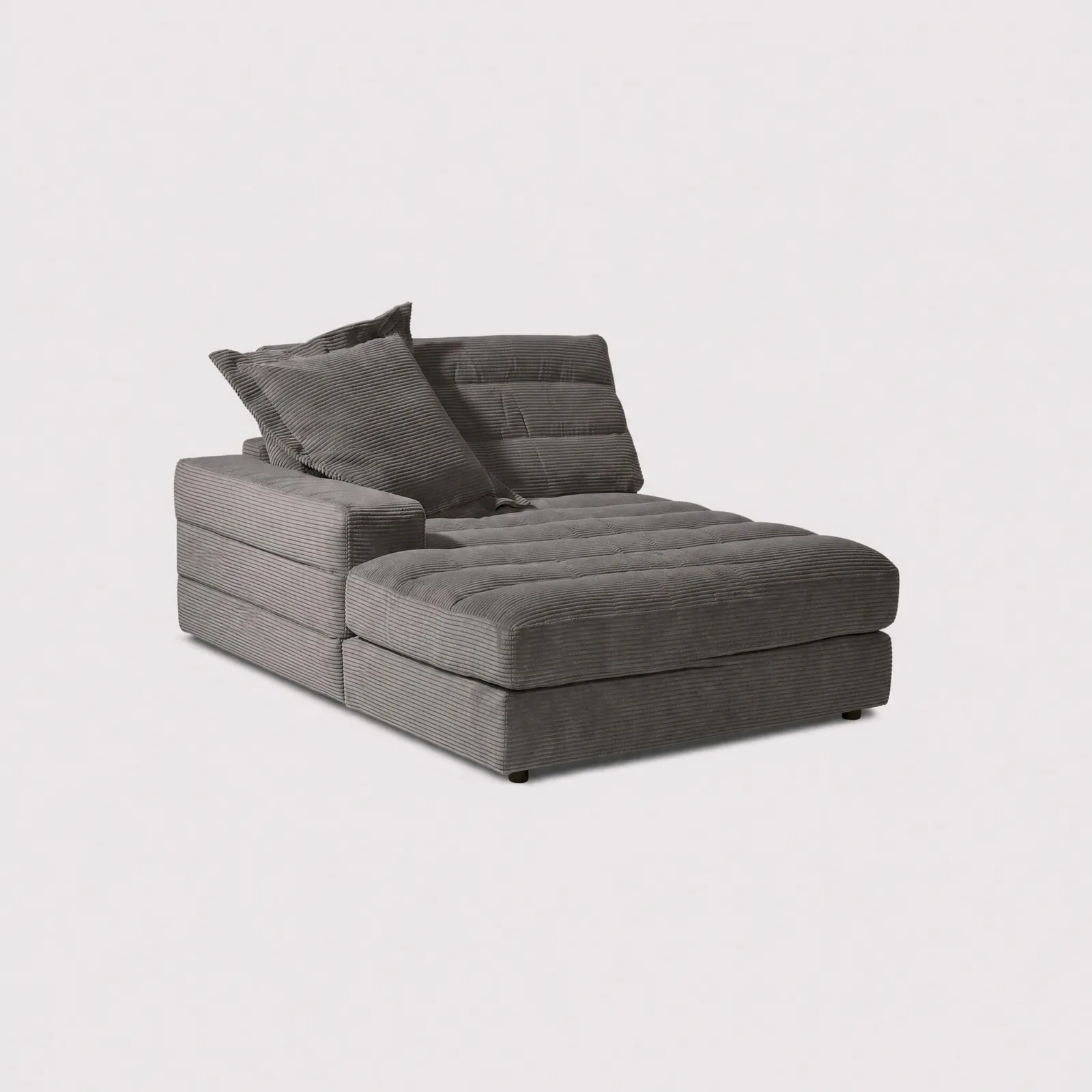 Twain Long Longchair Armrest Left Modular Sofa, Grey Fabric | Barker & Stonehouse