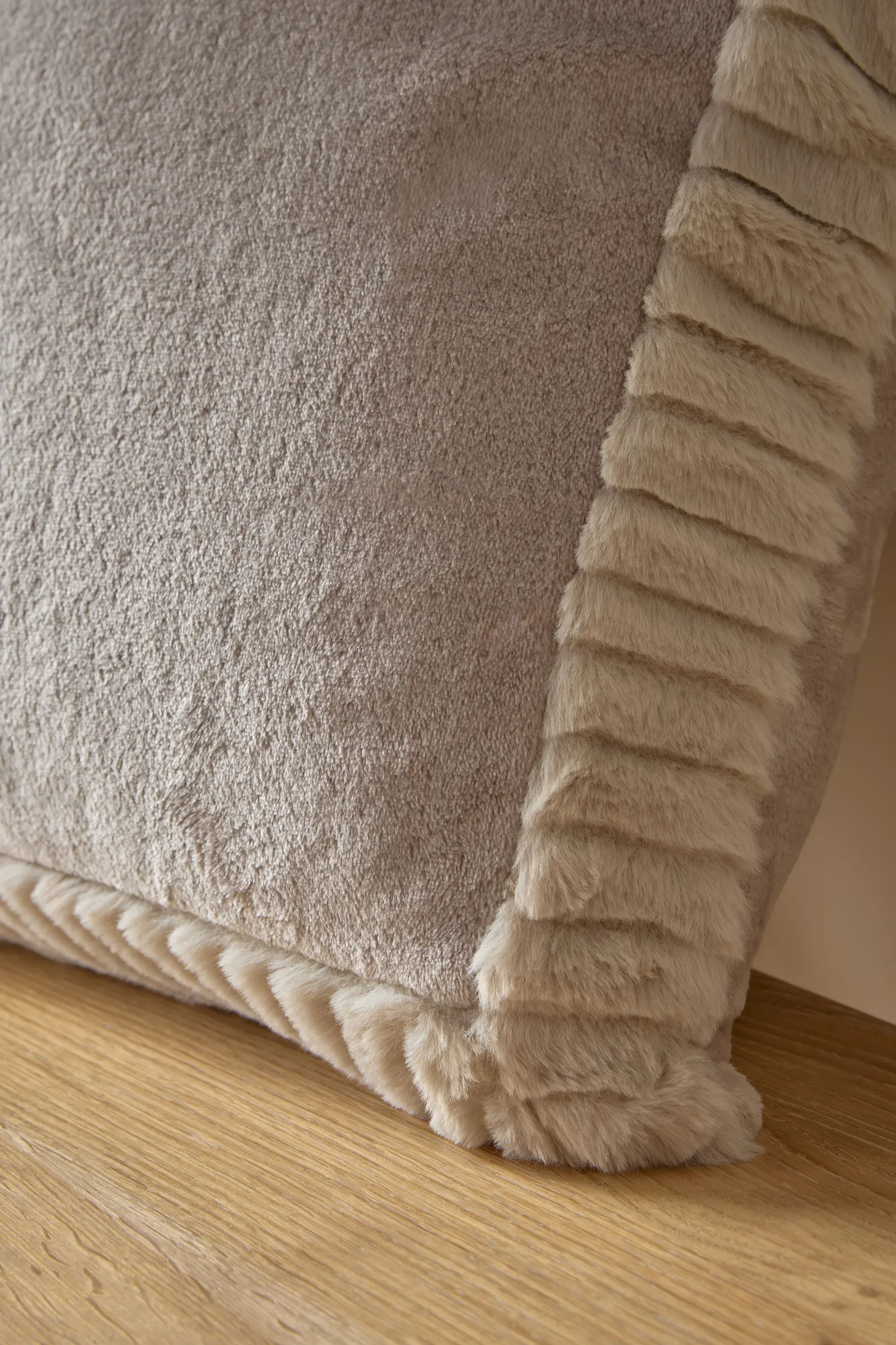 Catherine Lansfield 'Velvet & Faux Fur' 55x55cm Cushion in Natural 2