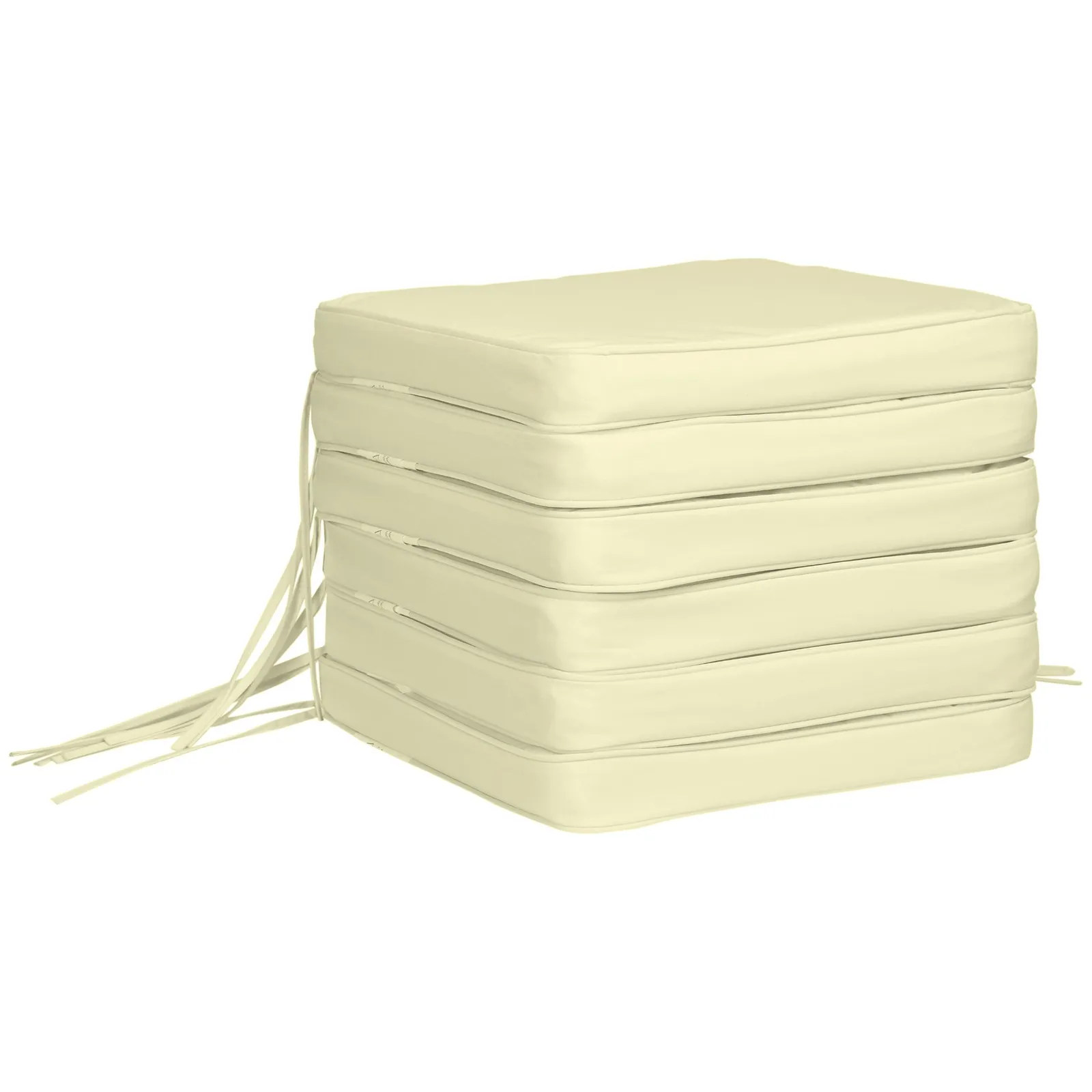 OUTSUNNY Set of 6 Chair Cushion Seat Pads Dining Chair w/ Straps in Cream 2