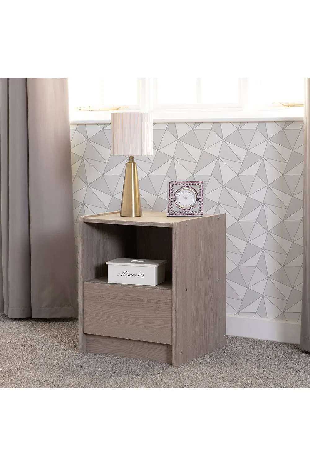 Seconique Paris 1 Drawer Bedside in Light Grey