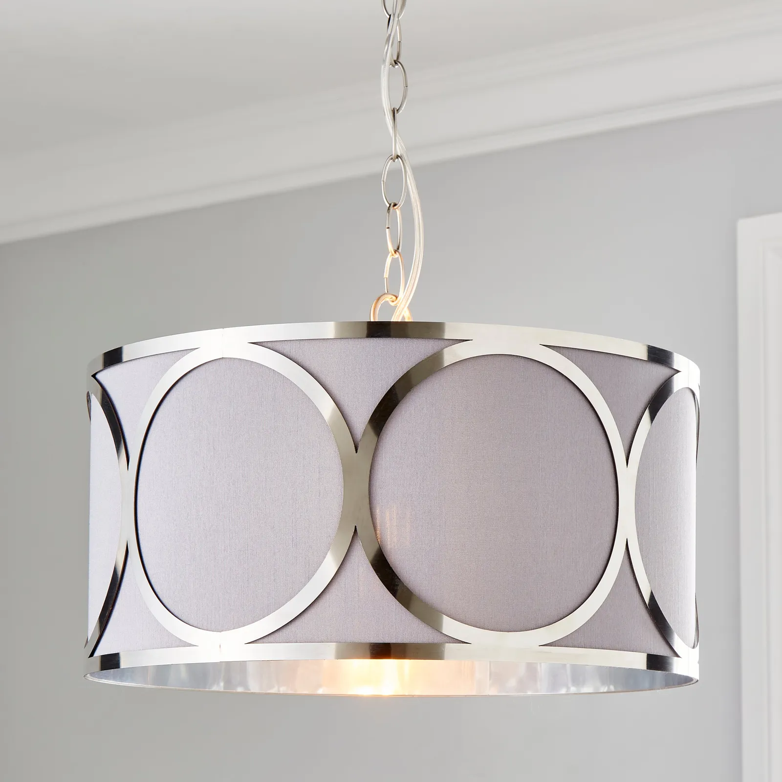Delphi 1 Light Pendant Ceiling Fitting Silver
