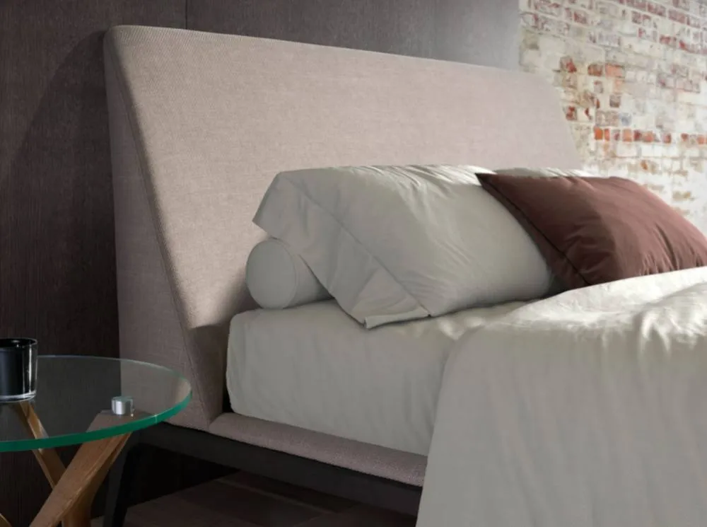 Angel Cerda Grey Fabric Double Bed with Wenge Wooden Legs 180x200 5