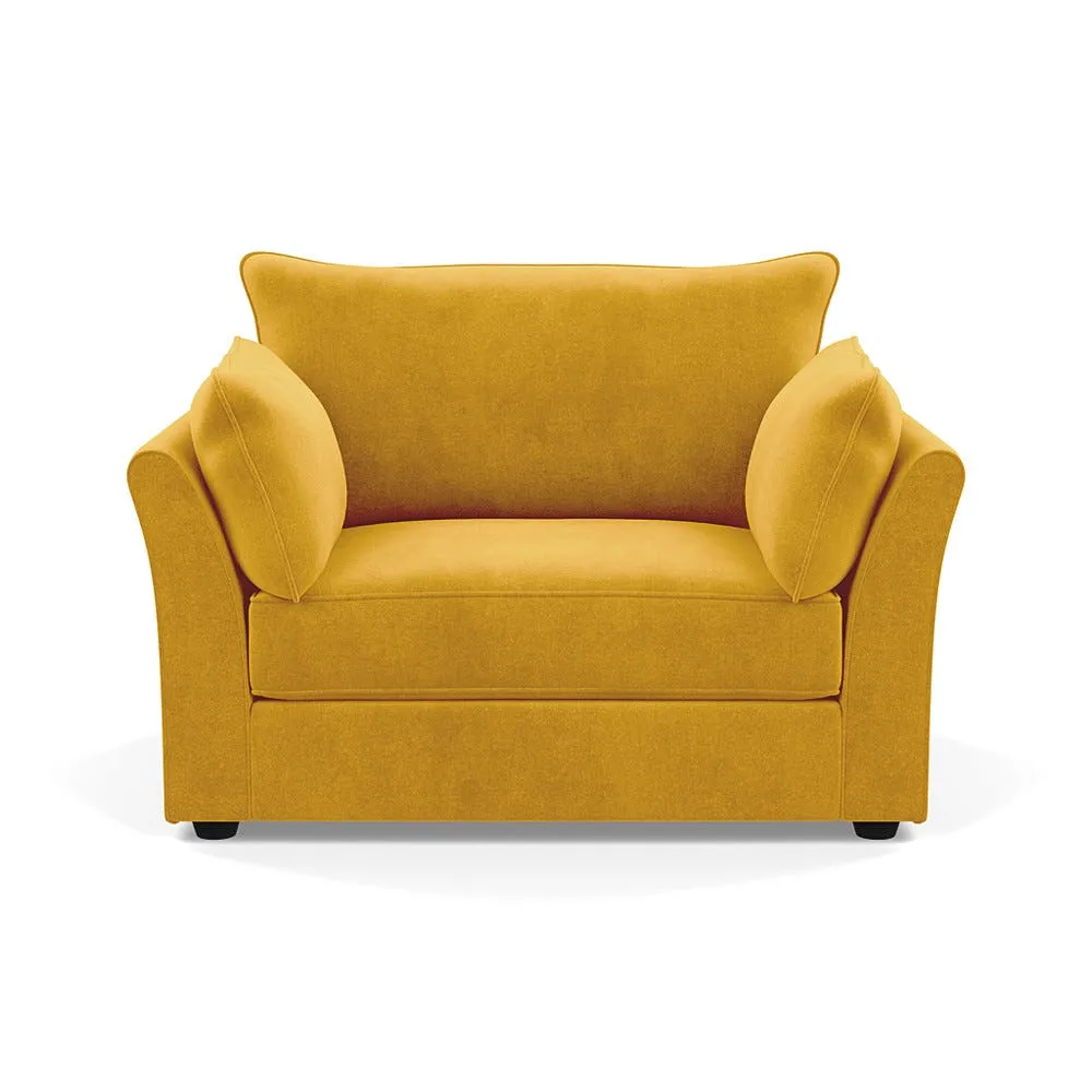 Heal's Tailor Loveseat Smart Luxe Velvet Canary Black Beech Feet