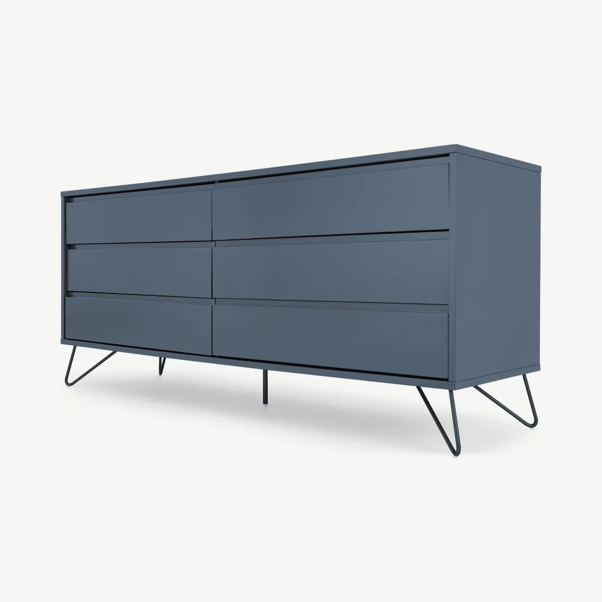 Elona Wide Chest of Drawers, Slate Blue & Black