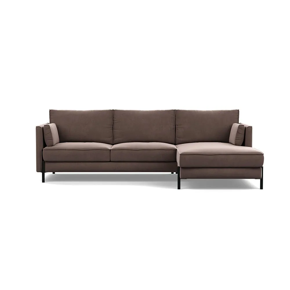 Heal's Tortona Right Hand Facing 4 Seater Corner Chaise Smart Velvet Mouse Black Feet 1