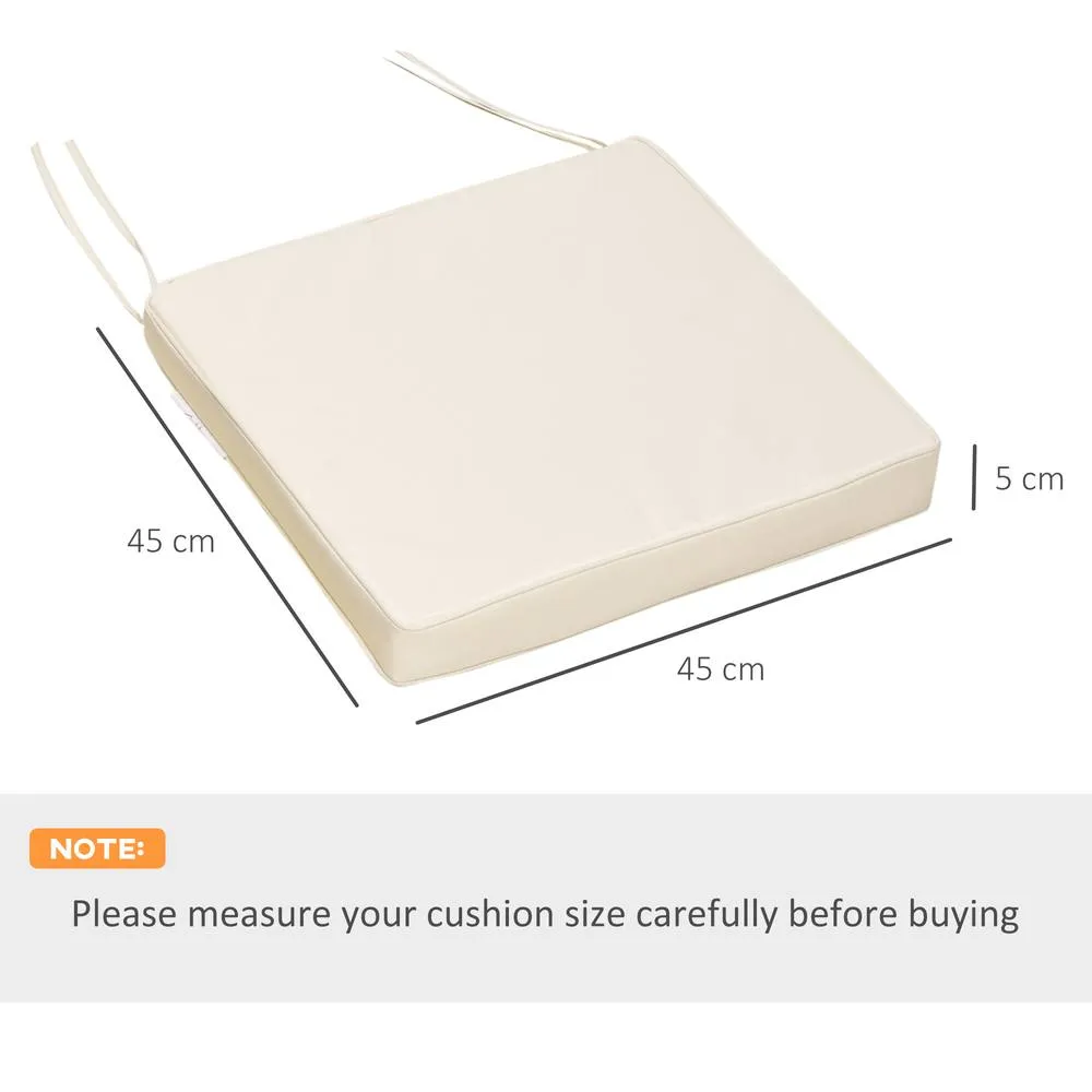 OUTSUNNY 45 x 45cm Replacement Garden Seat Cushion Pad with Ties in Cream 3