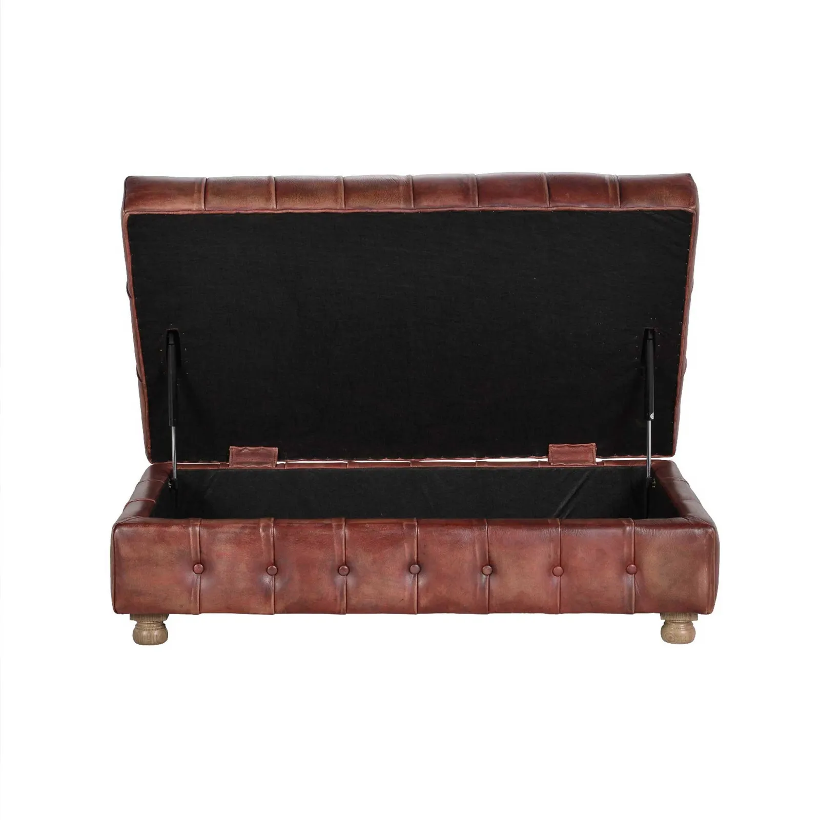 Timothy Oulton Westminster Button Medium Store Footstool, Red Leather | Barker & Stonehouse 4