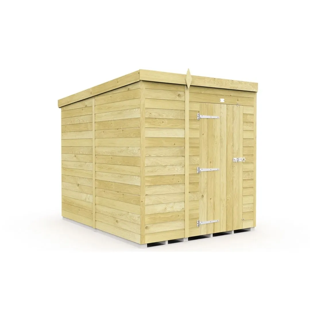 Buttercup Farm 6 x 8 Feet Pent Shed - Single Door W/O Windows - L231 x W185 x H201 cm in Brown