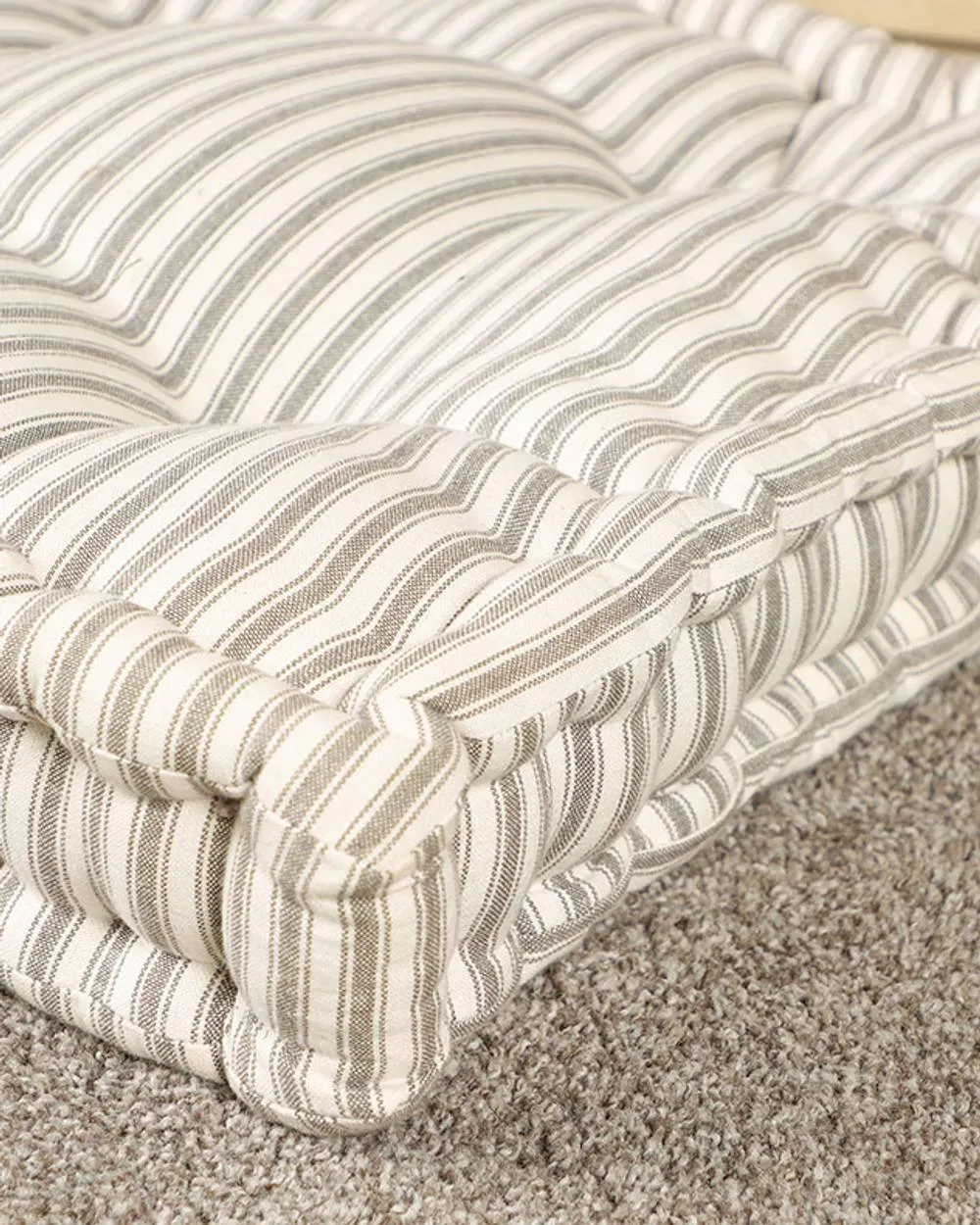 Dibor Set of 2 Giant Grey Striped Indoor Dining Chair Seat Pad Cushions L50cm x W50cm 5