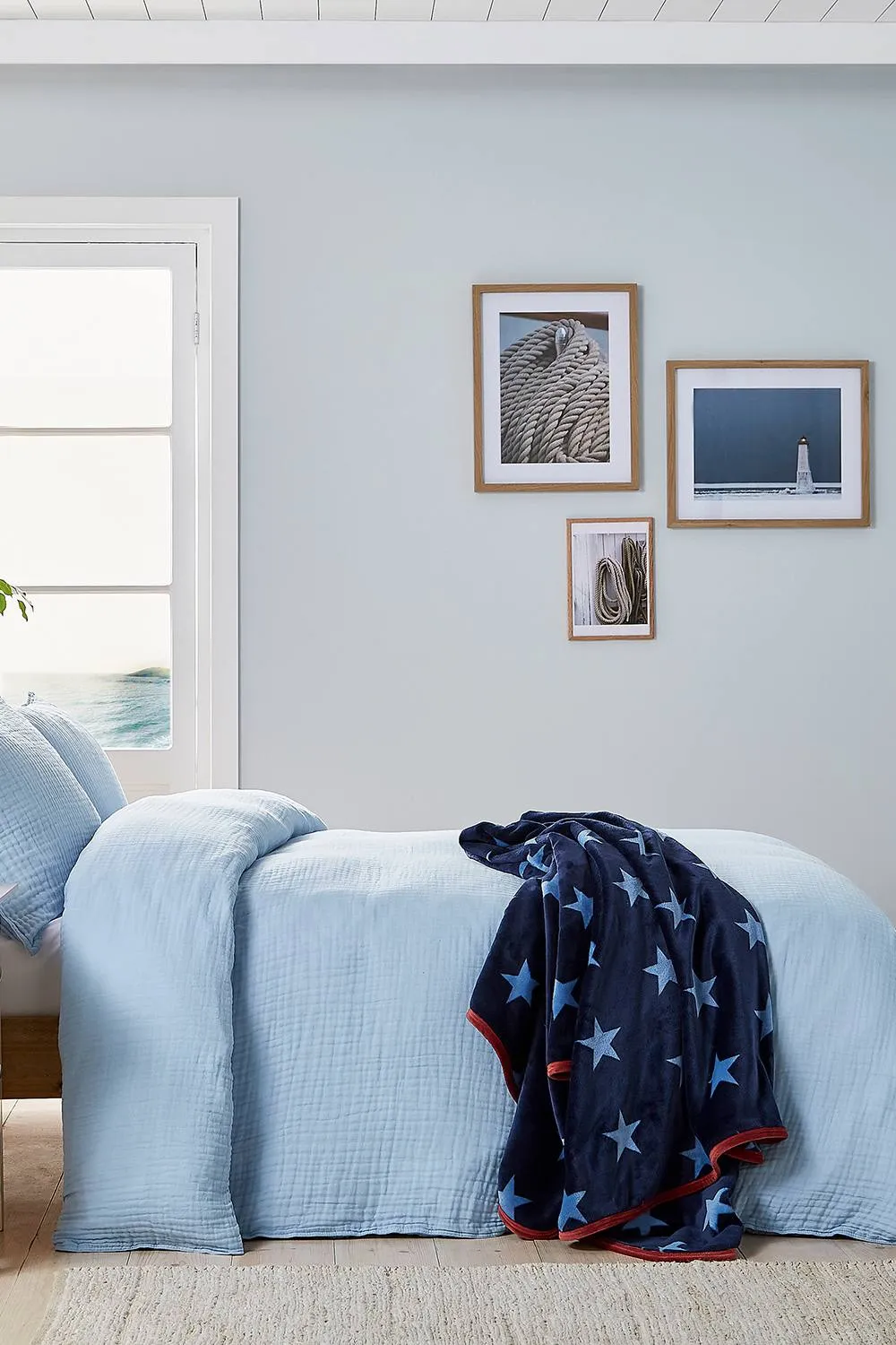 Helena Springfield 'Muslin' Cotton Duvet Cover Set in Blue 1