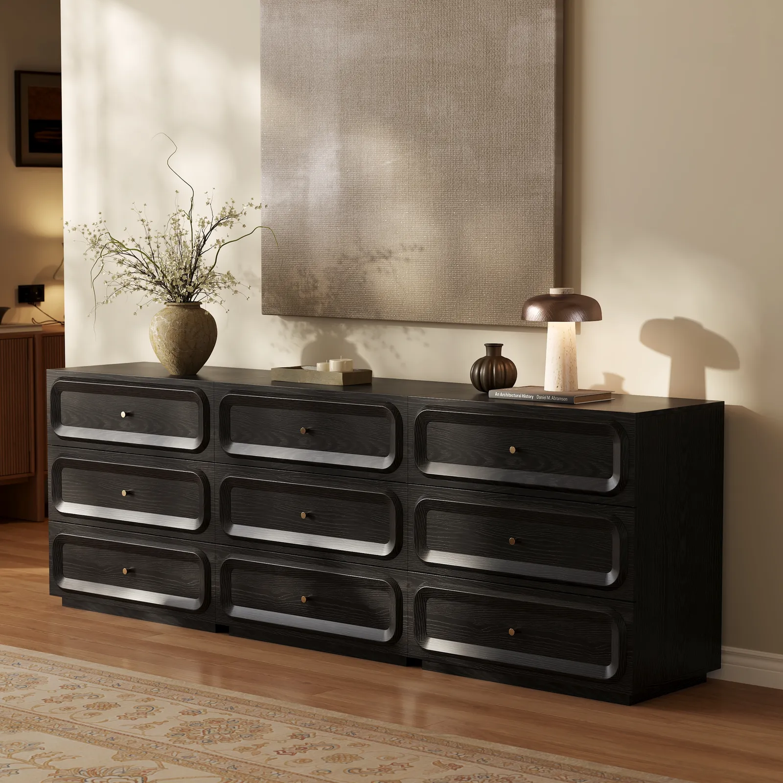 94" TV Stand with Chest Cabinet with 3 Drawers Storage