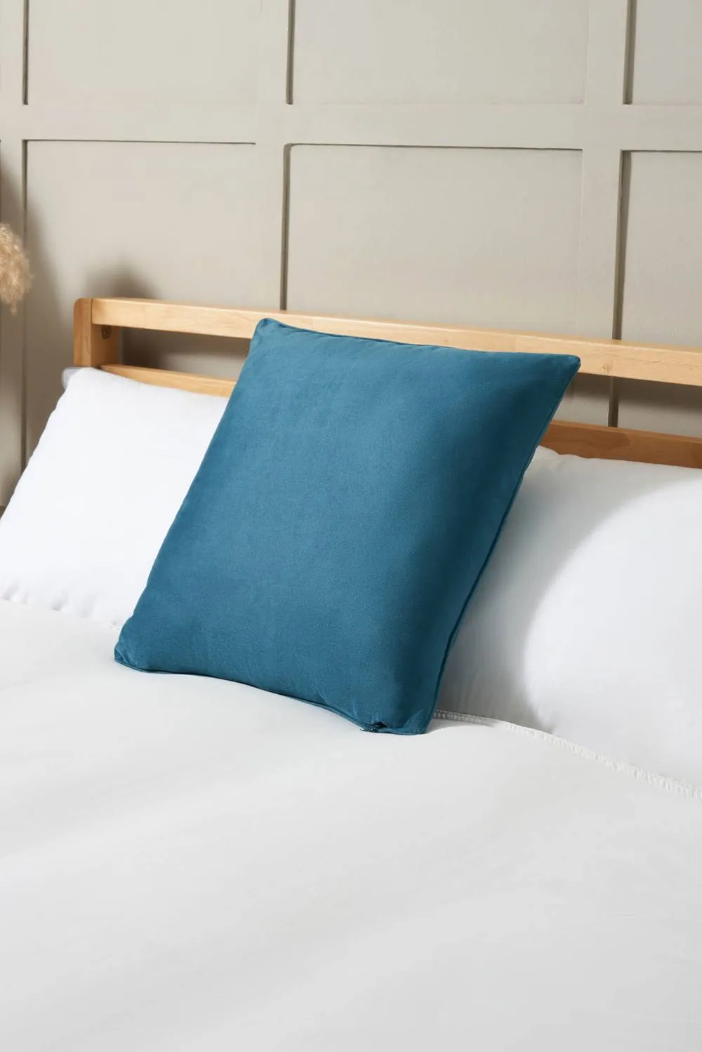 BHS Small Velour Piped Cushion in Teal 1