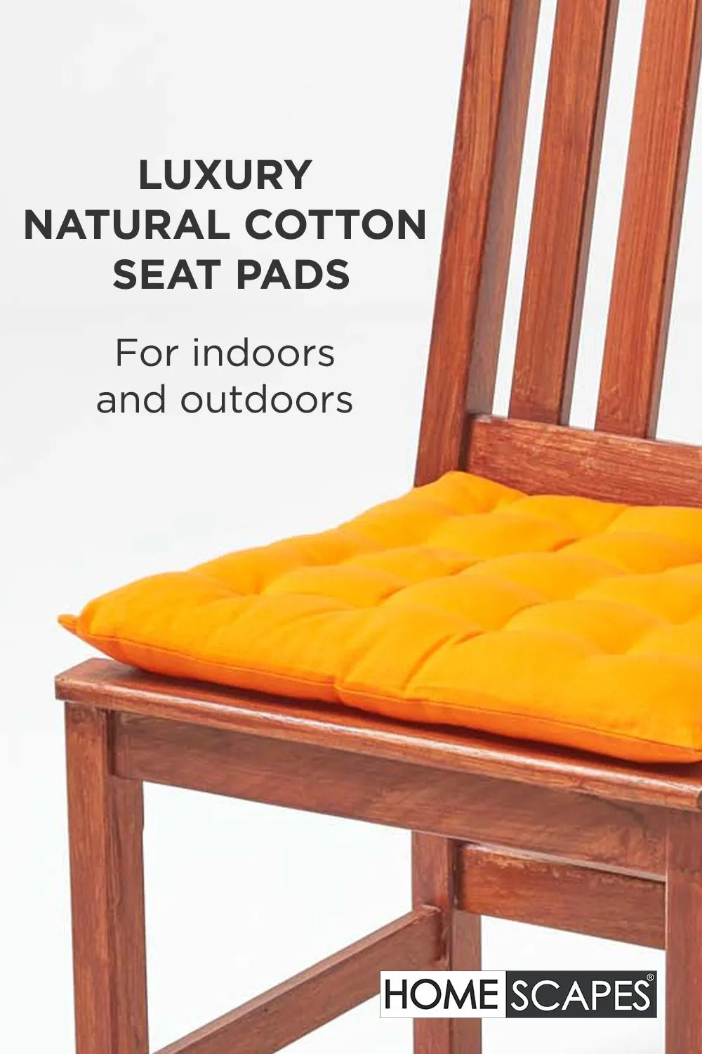 Homescapes 4 Pack Seat Pads Luxury 100% Cotton Indoor Outdoor Garden Cushion, 40cm in Orange 2