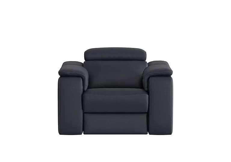 Canto Leather Power Recliner Armchair with Power Headrest and Power Lumbar - Torello Blu