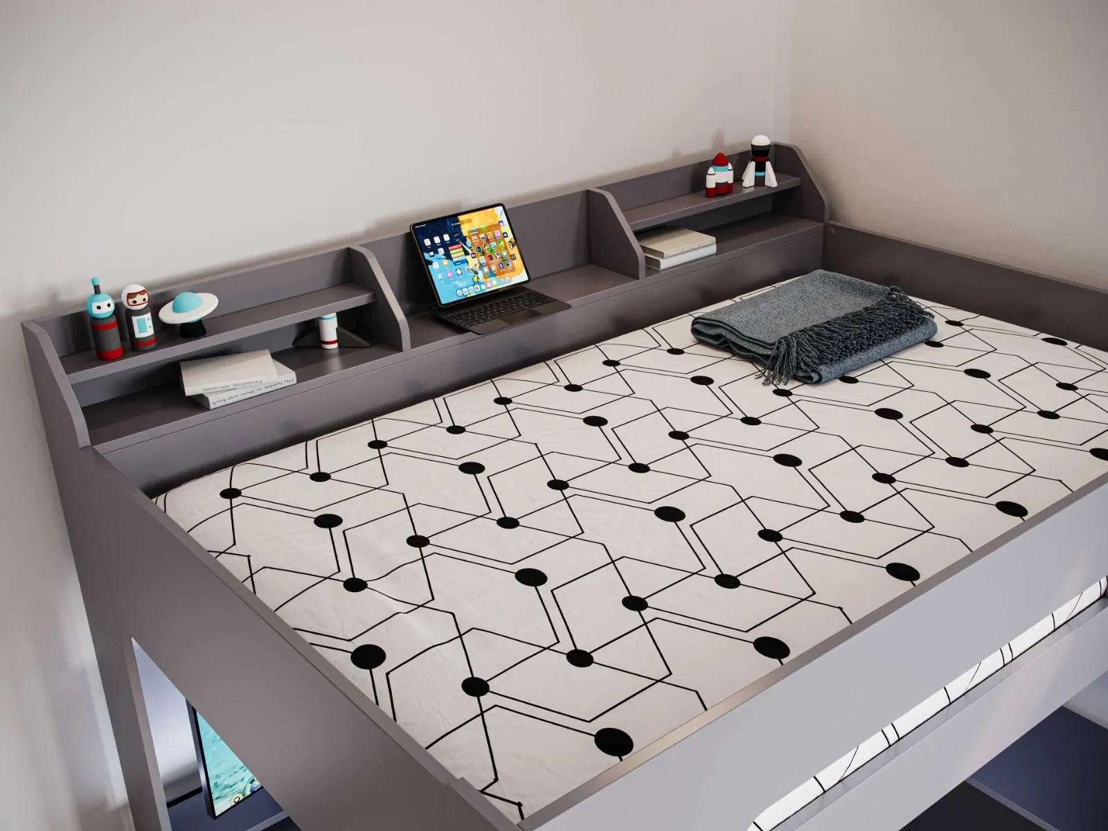 Flair Skyhigh Small Double Gaming High Sleeper Bed in Grey 3