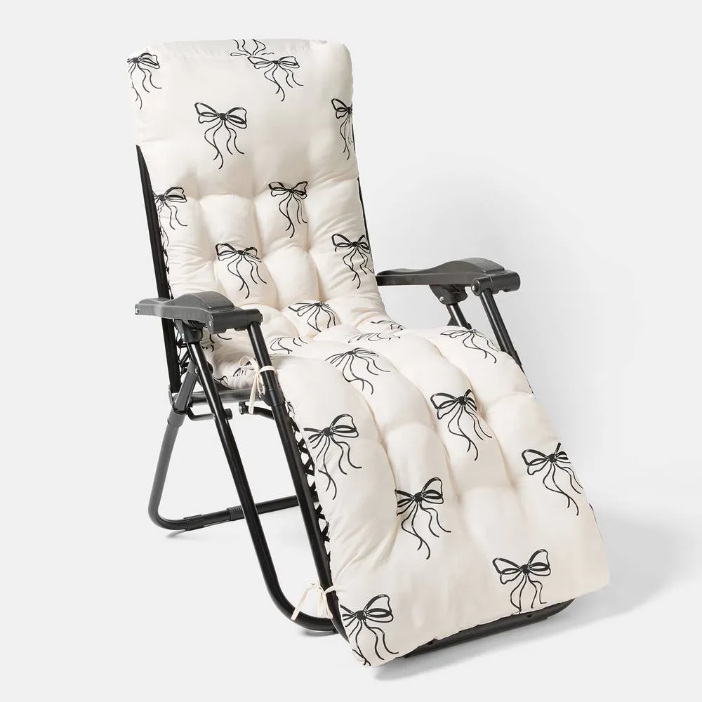OHS Bows Gravity Chair Seat Cushion Outdoor Garden Water Resistant in Off-White