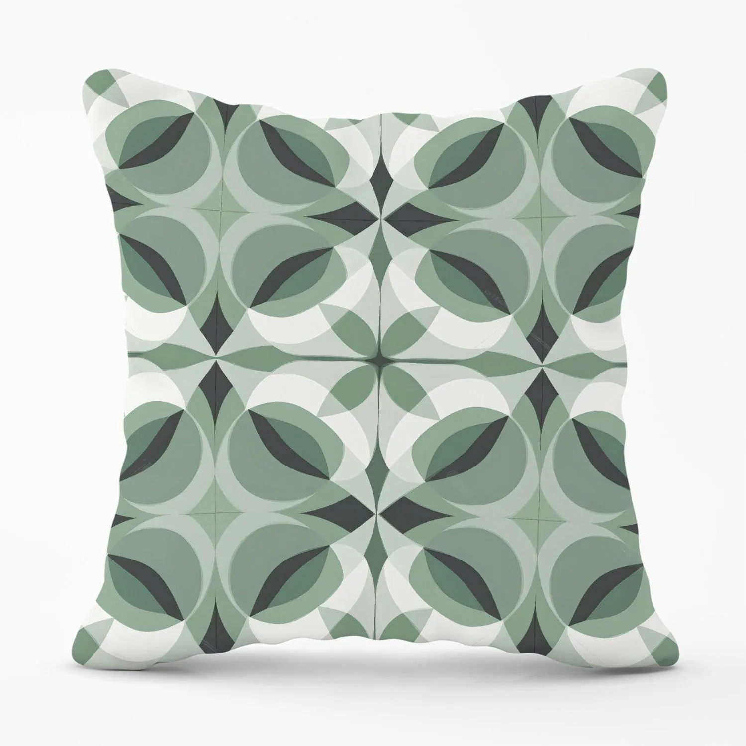Warren Reed - Designer Geometric Green Grey Outdoor Cushion
