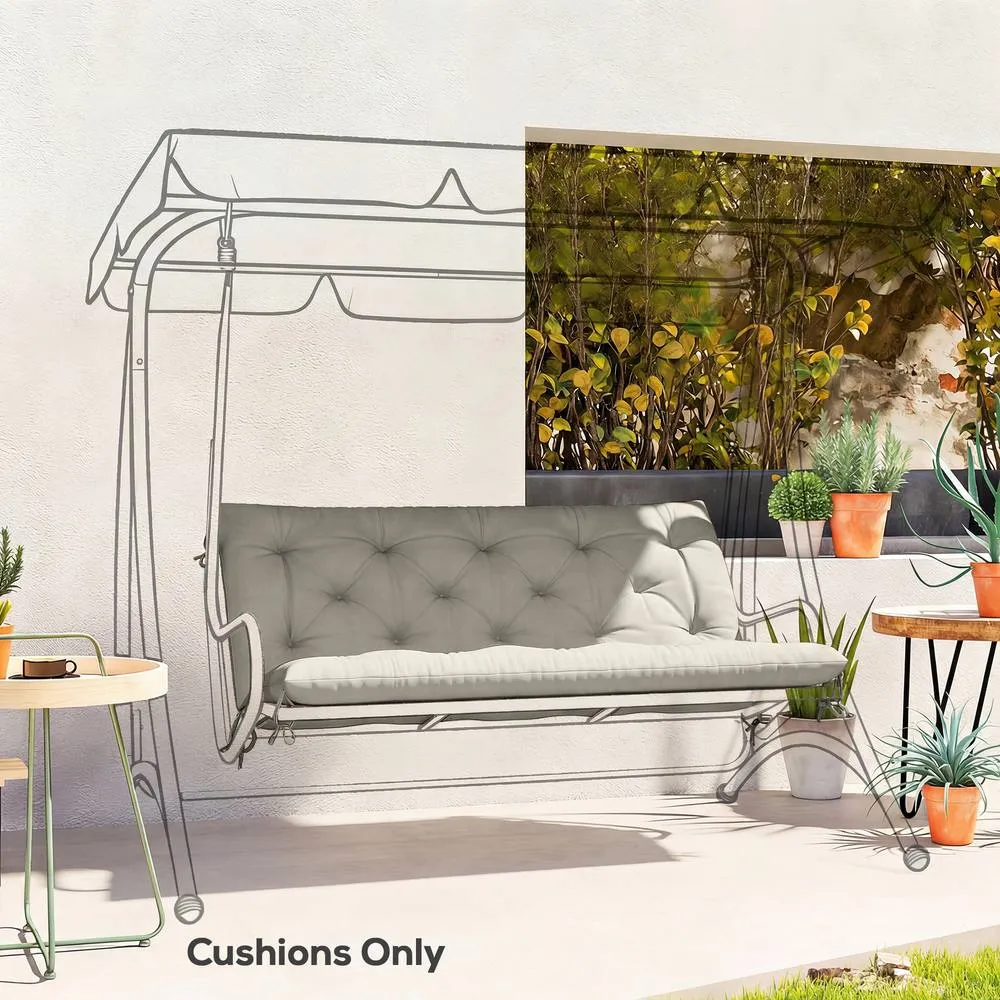 OUTSUNNY Garden Bench Cushion, Seat Pad with Ties in Light Grey
