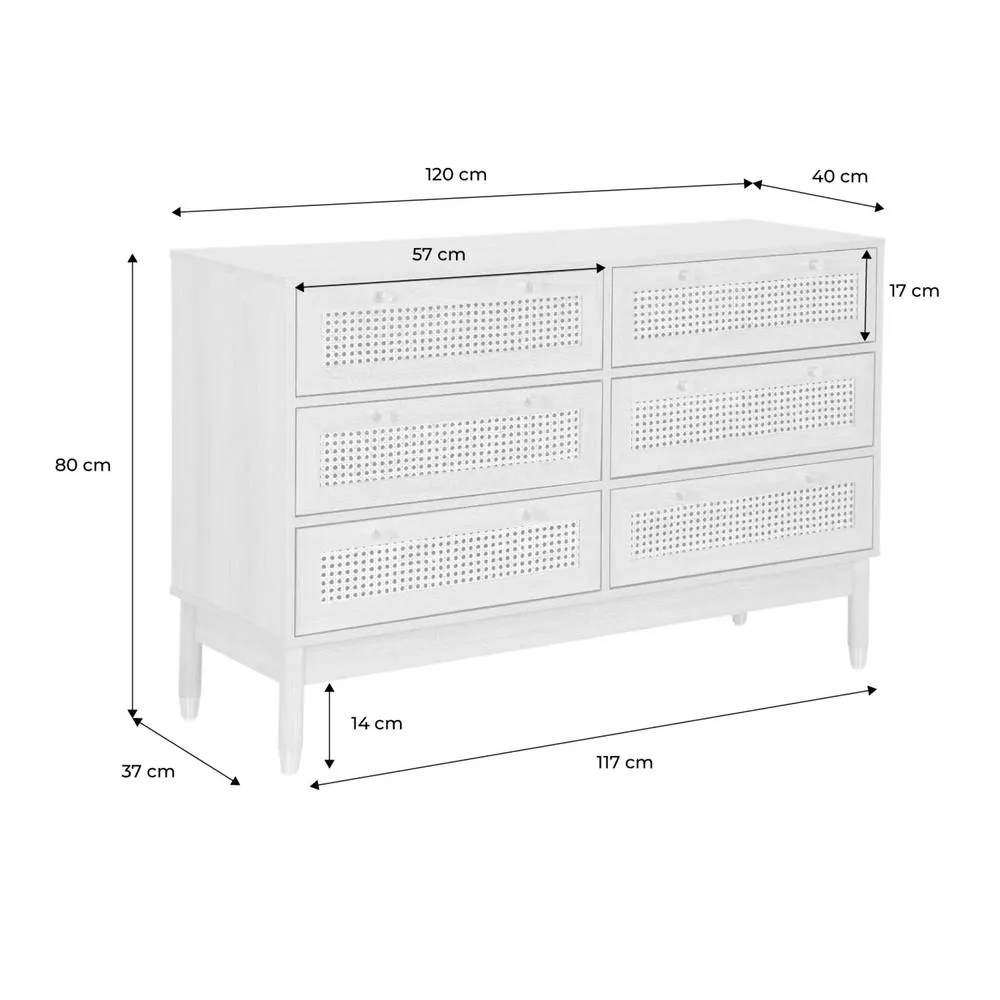 sweeek Chest of 6 drawers wood decor & cane in Beige 5