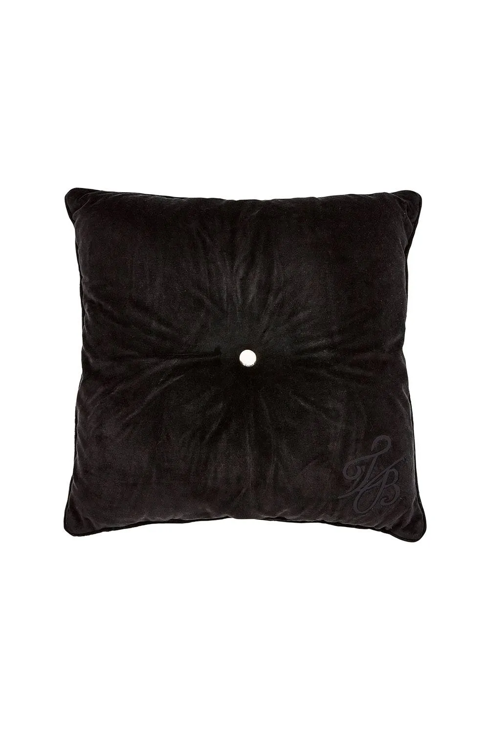 Ted Baker 'TB Branded' Cotton Velvet Button Cushion in Black