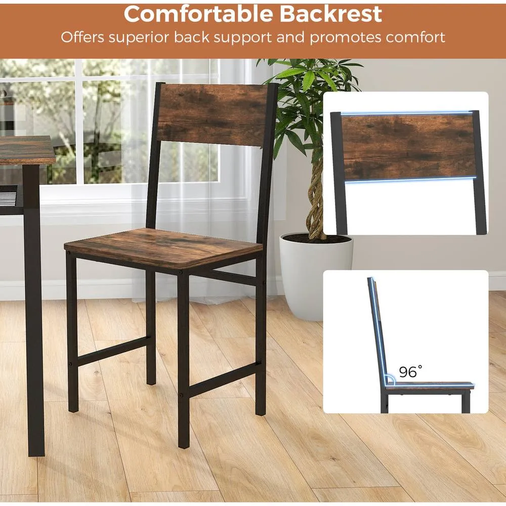 Costway Set of 2 Dining Chairs Armless Dinner Chairs w/ Metal Legs-Brown in Brown 6